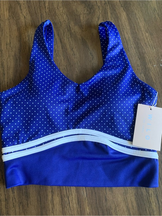 Wilo Other - Willo Deep Blue Polka Dot Supportive Sports Bralette